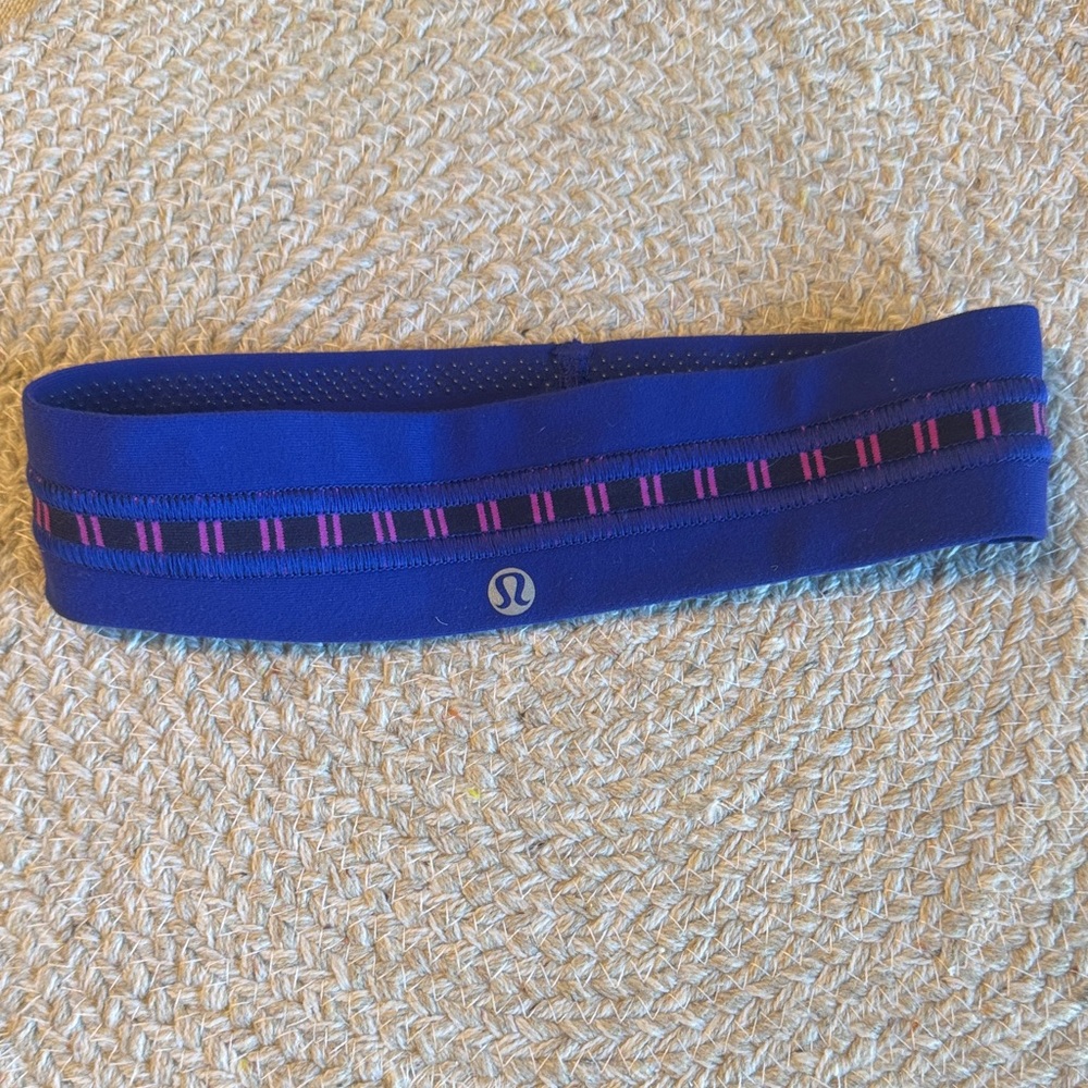 Lululemon Blue & Pink Athletic Headband | Stretch Workout Band